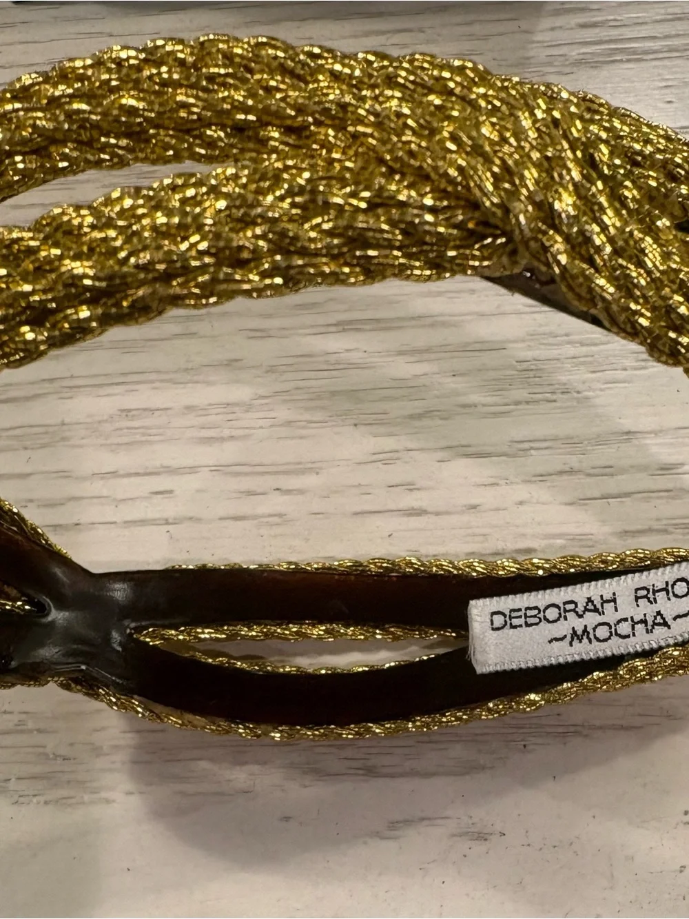 Deborah Rhodes Gold Braided Headband with Mocha Trim